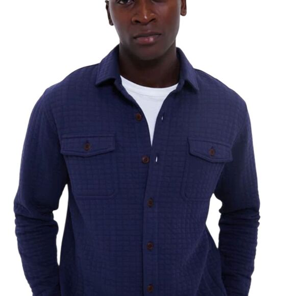 Peter Millar Navy Quad Quilted Knit Minimalist Preppy Button Down Jacket Large - Picture 5 of 16